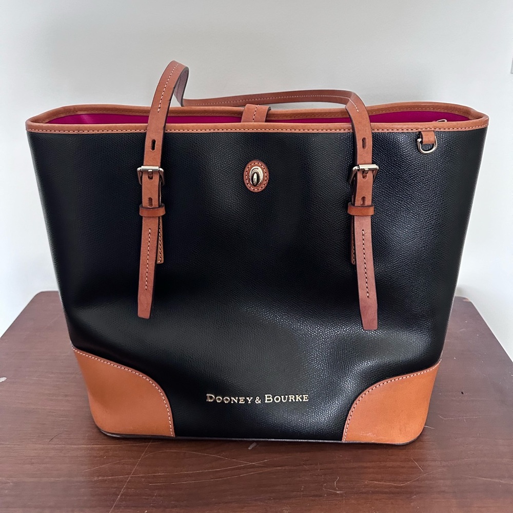 Dooney & Bourke Black and Brown Leather Tote - Picture 2 of 11
